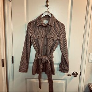 Caslon Brown Checkered Belted Shirt Jacket from Nordstrom